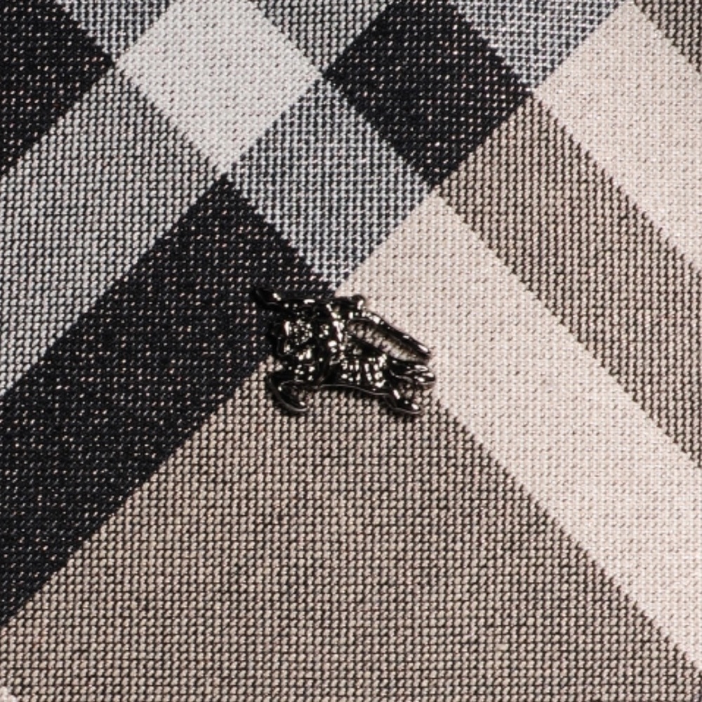 BURBERRY Shimmer Check Byron Tote Silver Black Grey - Picture 3 of 3